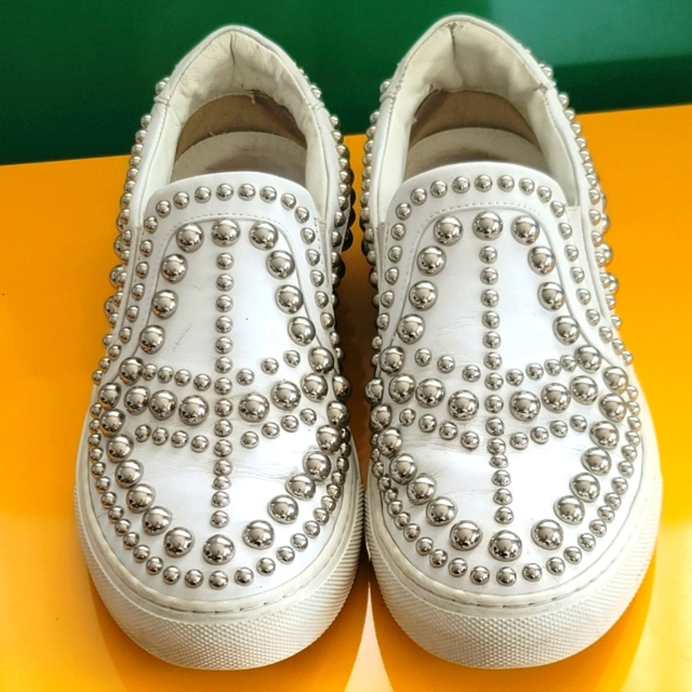 ❗️ PHILIPP PLEIN Studded White Slip-On Sneakers ❗️